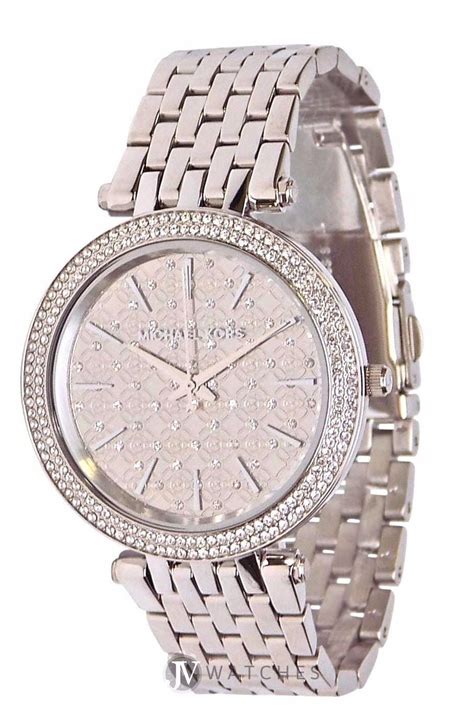 michael kors women's silvertone garner stainless steel multifunction watch|michael kors silver watch.